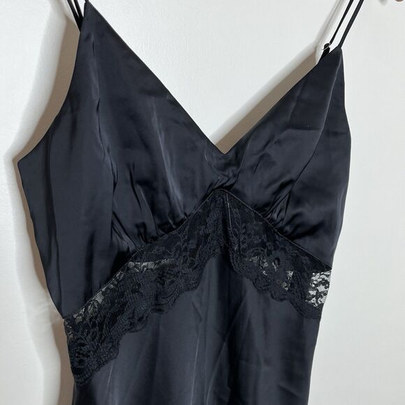 Abercrombie & Fitch Lace and Satin Slip Midi Dress Black Womens Small Tall - Picture 4 of 9